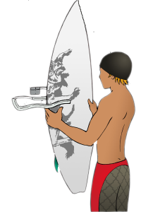 Wall stud fixing for surfboards, just two screws