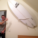 My surfboard display in my bedroom. 